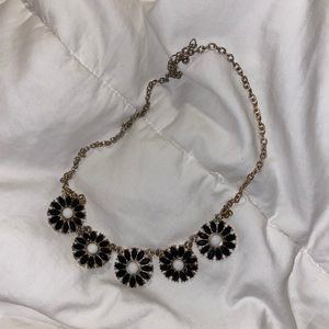 Black and White Floral Statement Necklace